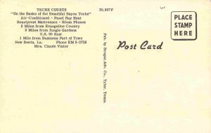 Teche Courts Motel US 90 East New Iberia Louisiana linen postcard