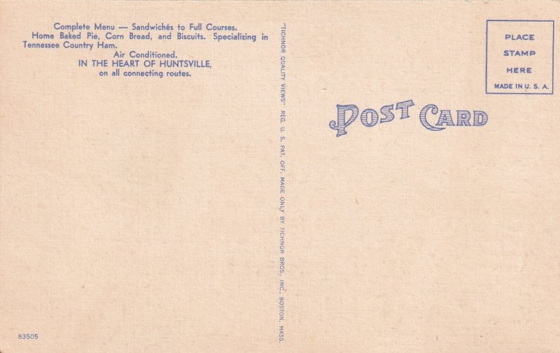 Ritz Cafe Huntsville Alabama AL Postcard E18