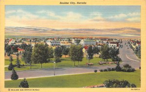 BOULDER CITY Nevada Bird's-Eye View ca 1940s Vintage Linen Postcard