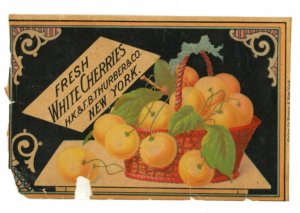 1870s-80s Thurber Can Label Fresh White Cherries #6M