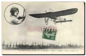 Postcard Old Jet Aviation Daucourt aviator Bleriot monoplane on Viale engine ...