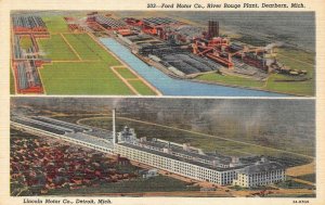 MI, Michigan   FORD MOTOR CO PLANT~Dearborn & LINCOLN MOTOR CO~Detroit  Postcard