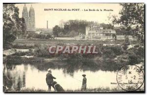 Old Postcard Saint Nicolas du Port Edges of Meurthe Fisherman Fishing Saint B...