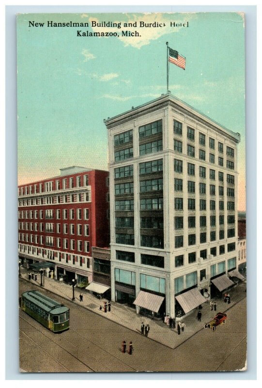 Circa 1910 New Hanselman Building Burdick Hotel, Kalamazoo, Michigan Vintage P12