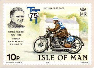 Stamps On Postcards Isle Of Man 75th Anniversary Motorcycle Races