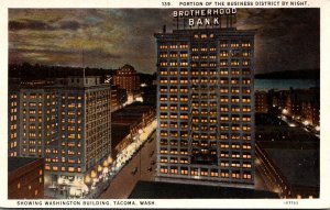 Washington Tacoma Portion Of The Business District By Night Showing Washingto...