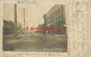 SC, McColl, South Carolina, RPPC, Main Street, Business Section, 1907 PM
