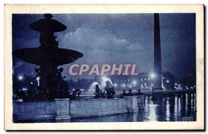 Old Postcard Paris Night Paris by Night Concorde Square
