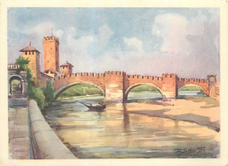 Postcard Italy Verona ponte Castel vecchio