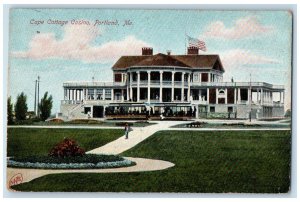 1914 American Flag Cape Cottage Casino Portland Maine ME Posted Postcard 