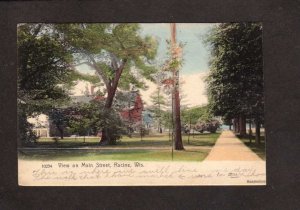 WI View Main St Street Racine Wisconsin UDB Postcard