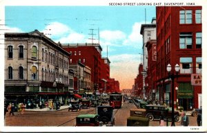 Iowa Davenport Second Street Looking East 1931 Curteich