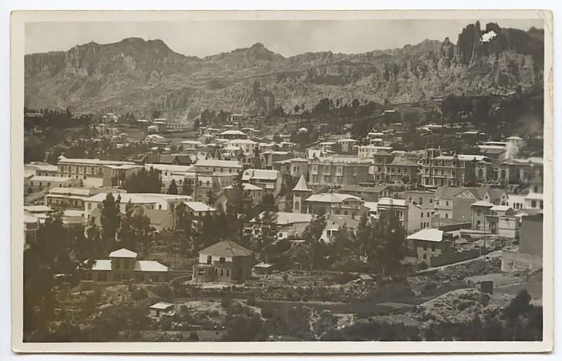 La Paz Bolivia Birdseye View RPPC Real Photo Postcard