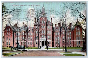 1908 Harper Hospital Building Horse Carriage View Detroit Michigan MI Postcard