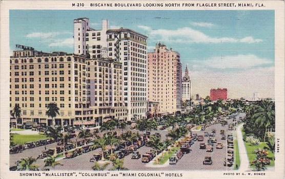 Florida Miami Biscayne Bouleveard Looking North From Flagler Street 1934