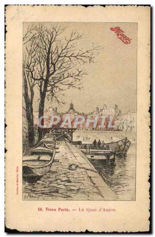 Old Postcard Paris Quai d & # 39Anjou Maggi Advertisement