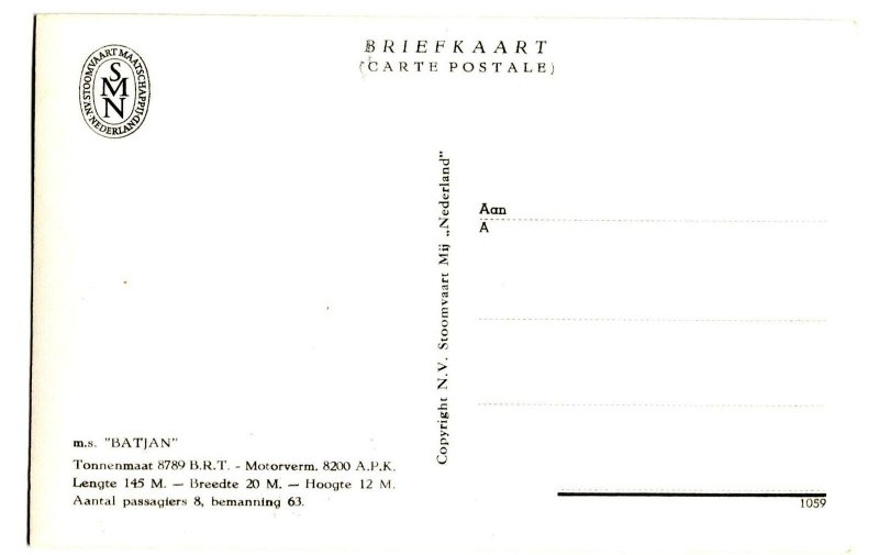 RPPC Postcard Ship MS Batjan