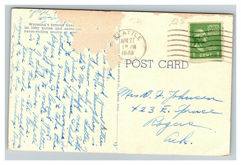 Vintage 1949 Postcard Toll Gate Rock Lincoln Highway Green River Wyoming