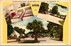 Vintage Florida Postcard - St. Augustine - The Swan Motor Court