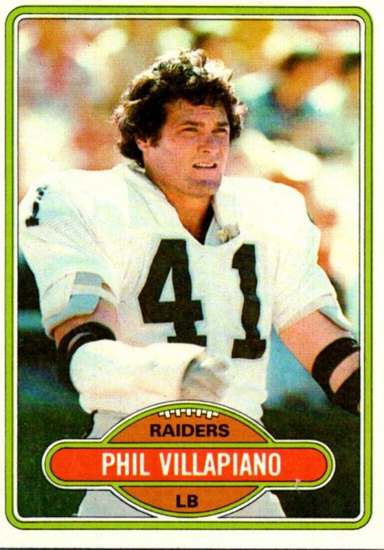 1980 Topps Football Card Phil Villapiano LB Oakland Raiders sun0286