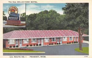 Peabody Massachusetts New Belle View Motel Linen Antique Postcard K21884
