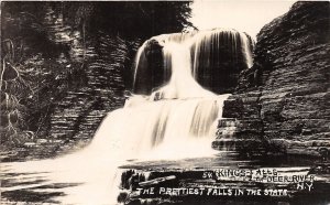 J59/ Deer River New York RPPC Postcard c1910 Prettiest Waterfall 90