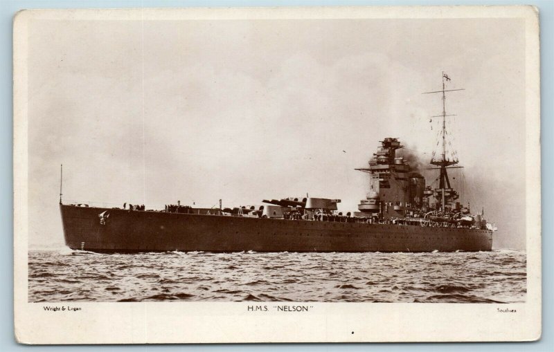 Postcard HMS Nelson Battleship WW2 RPPC Real Photo AC12