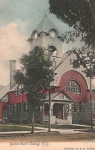 Vintage Postcard 1907 Baptist Church Religious Building Parish Sidney New York