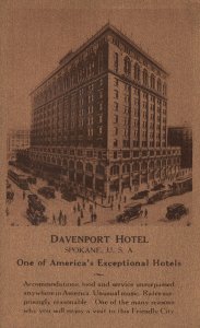 Vintage Postcard Davenport Hotel Exceptional Hotels Building Spokane Washington
