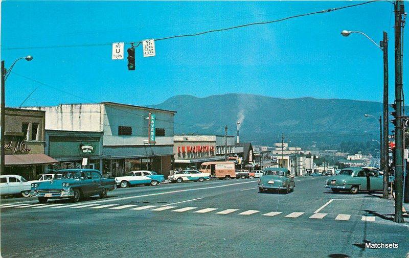 1960's Automobiles  Street Scene PORT ALBERNI BC CANADA postcard 12033