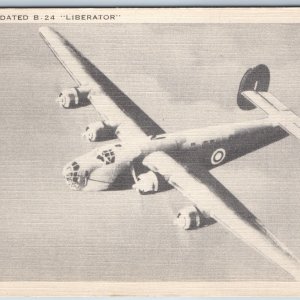 c1940s WWII Consolidated B24 Liberator Bomber Airplane Longshaw Postcard Co A201