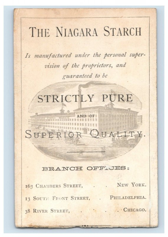 1880s Niagara Starch Works 2 Part Folder Card Factory Price List F111