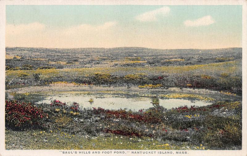 Saul's Hills and Foot Pond, Nantucket Island, MA., Early Postcard, Unused