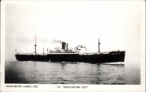 Manchester Liners Ltd Steamship S.S. Manchester City Vintage RPPC Postcard