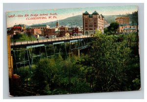 Vintage 1910's Postcard Panoramic View Glen Elk Bridge Clarksburg West Virginia