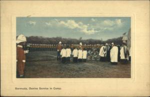 Bermuda Devine Service in Camp Soldiers c1910 Postcard