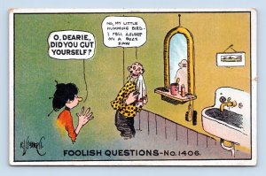 Rube Goldberg Artist Signed Comic Foolish Questions 1406 Shaving DB Postcard Q10