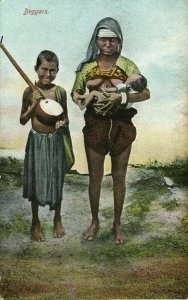 india, Native Beggars, Breast Feeding, Nursing, Surbahar (1910s) Postcard