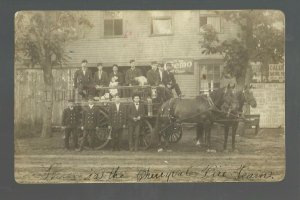 Cherryvale KANSAS RPPC 1908 FIRE DEPARTMENT Wagon Firemen nr Independence