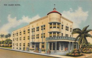THE OLSEN HOTEL MIAMI BEACH FLORIDA TYPEWRITTEN MESSAGE AD POSTCARD 1945