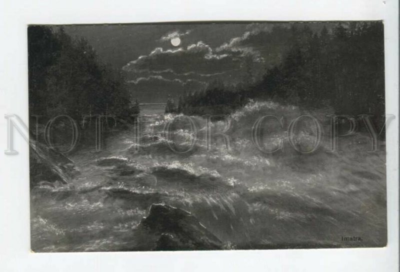 433770 Finland Imatra Moonlight waterfall Vintage postcard