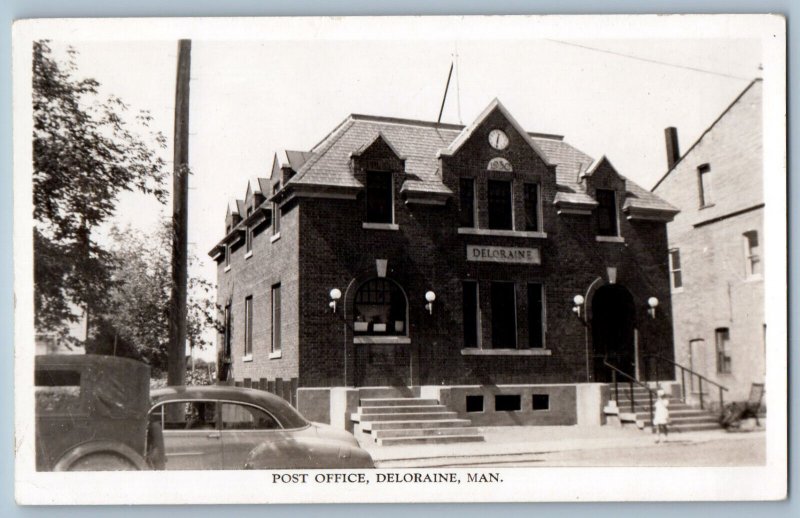 Deloraine Manitoba Canada Postcard Post Office Building c1920's RPPC Photo