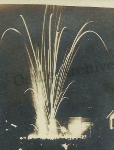 Center Point IOWA RPPC 1909 FIREWORKS DISPLAY Firework at NIGHT! 4th of July WOW