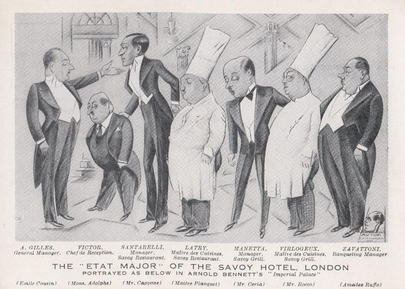 Savoy Hotel London Restaurant Old Cook Chef Art Caricature Advertising Postcard