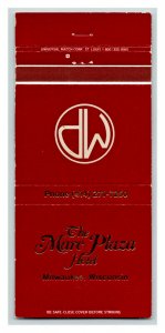 The Marc Plaza Hotel Milwaukee Wisconsin Vintage Matchbook Cover #1 