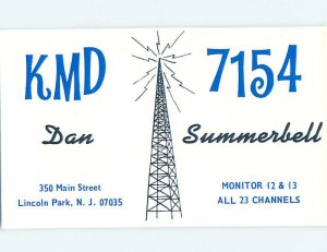 Pre-1980 RADIO CARD - CB HAM OR QSL Lincoln Park New Jersey NJ AH0552