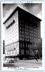 RPPC MELBOURNE, Australia ~ SAVOY PLAZA ~  STREET SCENE c1940s Cars  Postcard