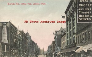 WA, Spokane, Washington, Riverside Avenue, Looking West, Rieder No 8705