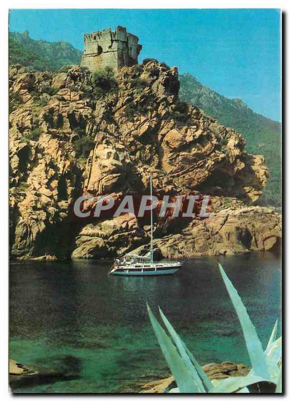 Modern Postcard Panorama of Corsica Porto Juchee on a rock tower massive carr...
