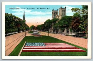 Floral Flag - Court of Honor - Milwaukee, Wisconsin - Postcard